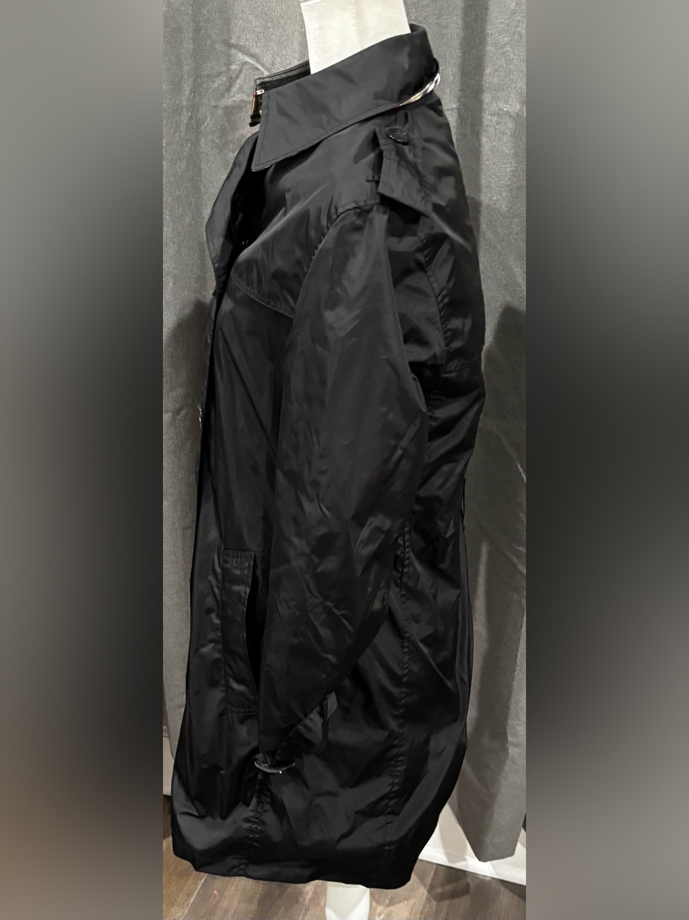 Burberry London Black Double-Breasted Women's Trench Coat 10 Black Missing Belt - Picture 4 of 16